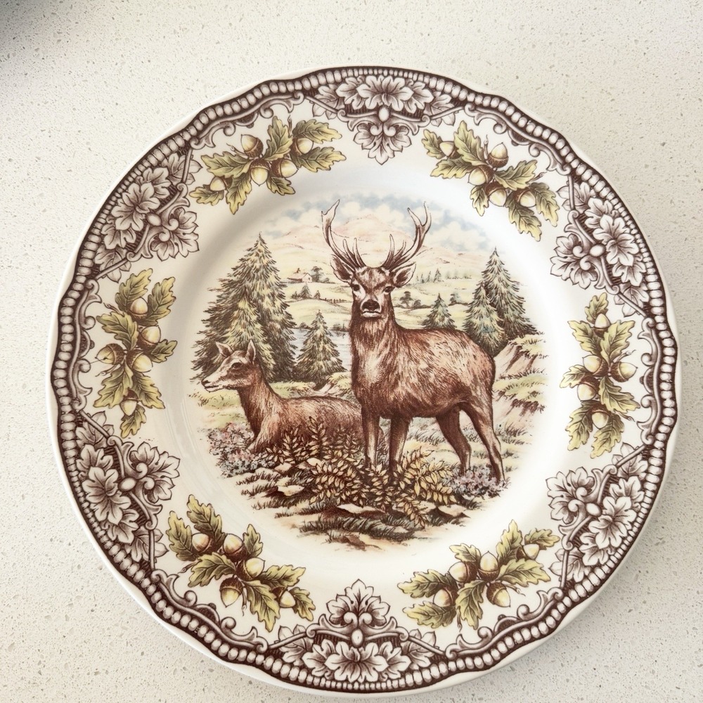 Royal Stafford Thanksgiving Deer Dinner Plates Made In England 11"